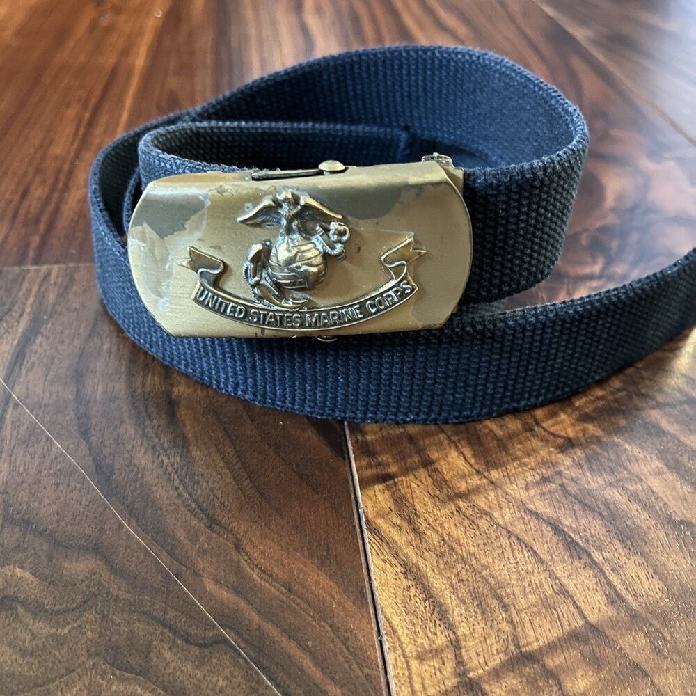 Vintage USMC United States Marine Corps Web Belt w/ Metal Buckle